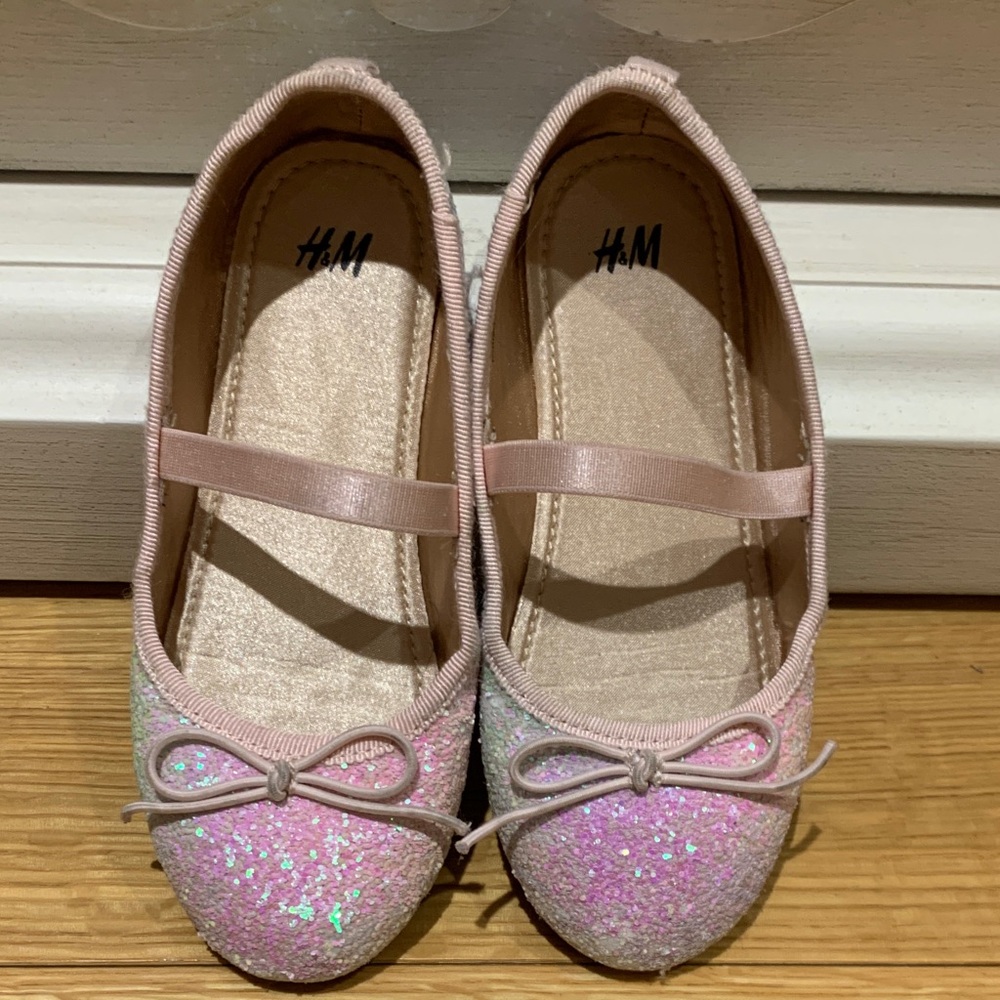 H&M Girls' Pink Glitter Ballet Flats with Bow